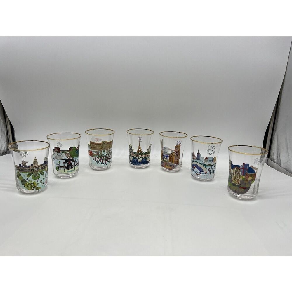 Anthropologie Holiday In The City Juice Glass Drinking Glasses 2024 Full Set - Picture 2 of 16